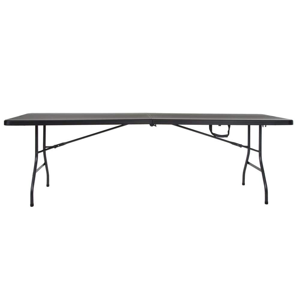 Black 8 ft Fold-in-Half Banquet Table with Handle