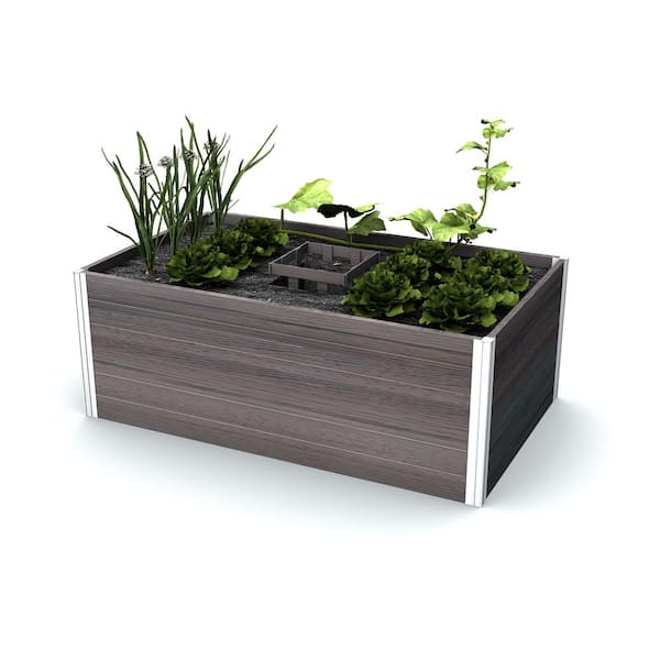 VITA Urbana 3'L x 5'W x 22"H Vinyl Keyhole Composting Garden, Espresso Brown
