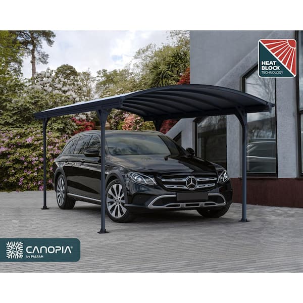 Vitoria 10 ft. x 16 ft. Gray/Gray Opaque Metal Carport
