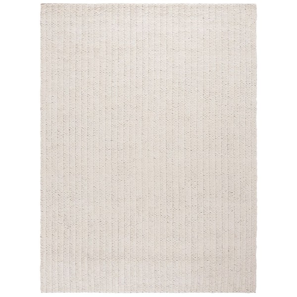 Natura 8 ft. x 10 ft. Ivory Solid Striped Modern Area Rug