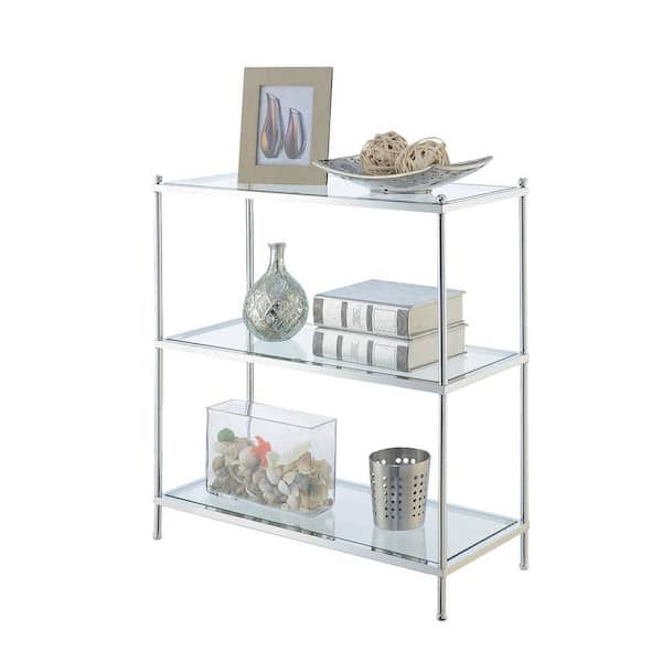 Royal Crest 30.25 in. H Chrome Glass 3-Shelf Accent Bookcase