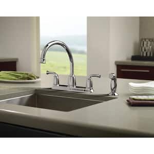 Banbury 2-Handle Mid-Arc Standard Kitchen Faucet with Side Sprayer in Chrome