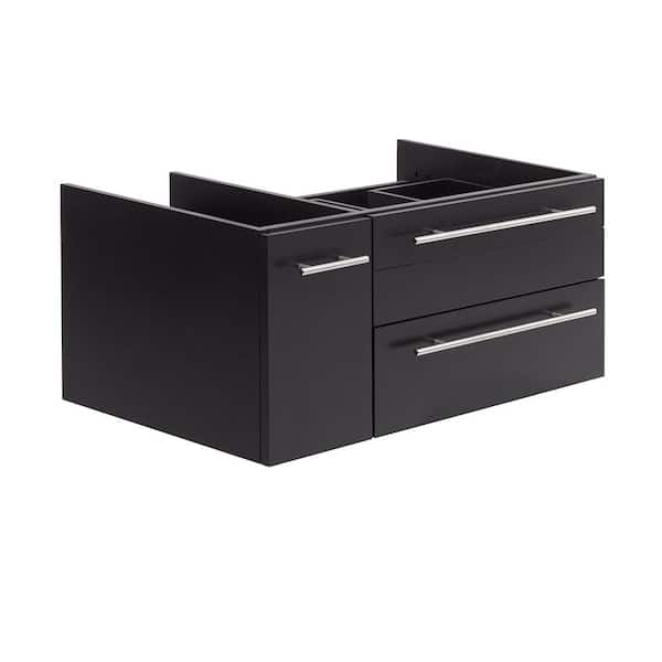 Fresca Lucera 35 in. Wall Mount Single Bath Vanity Cabinet without Top in Espresso - Vessel Sink Compatible - Right Version