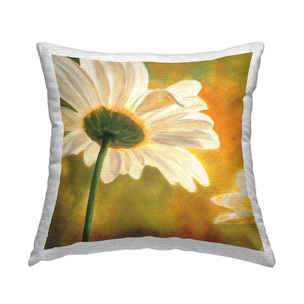 Sunlit Daisy Petals Nature Yellow Square Outdoor Throw Pillow