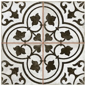 Kings Ornate Nero 17-5/8 in. x 17-5/8 in. Ceramic Floor and Wall Tile (13.14 sq. ft./Case)