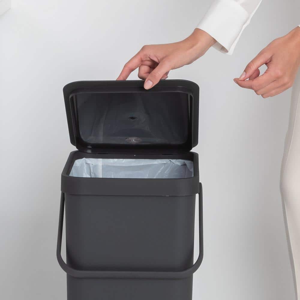 Dark Gray 10.6 Gallon Plastic Recycling Bin with Lid