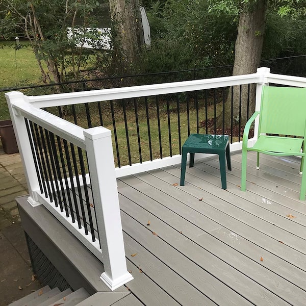 Weatherables 44 In Vinyl White Railing, Wooden Porch Railing Posts