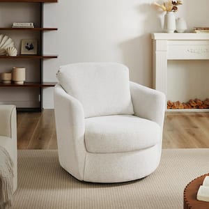 Ivina Ivory Corduroy Swivel Barrel Chair