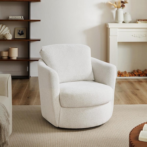 Lucky-Angel Ivina Ivory Corduroy Swivel Barrel Chair SF008-IVORY - The ...