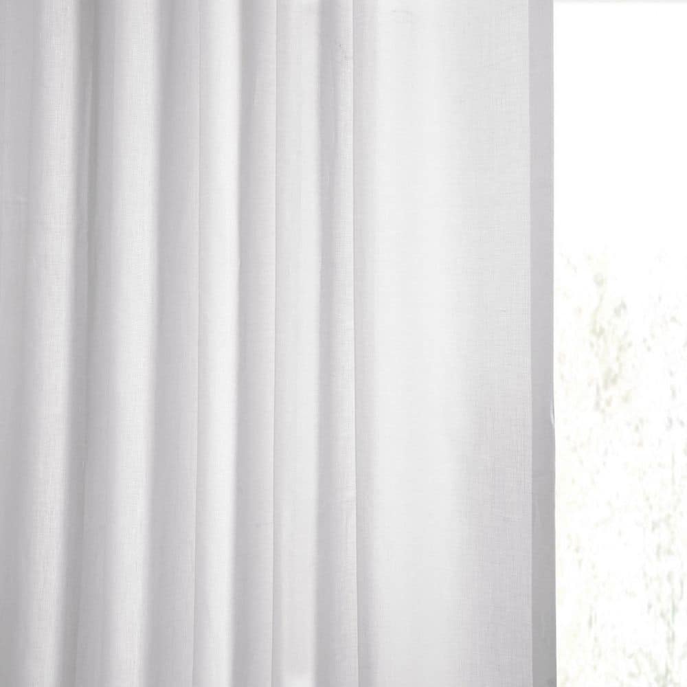 Purity White 96-Inch Linen Sheer Rod Pocket Curtains