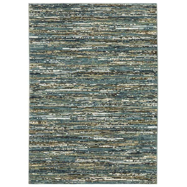 AVERLEY HOME Ross Blue/Multi-Colored 8 ft. x 11 ft. Abstract Stripe ...