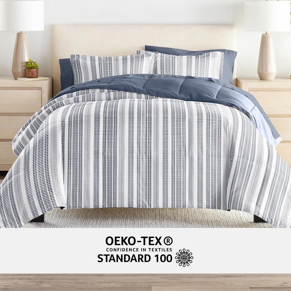 Twin Navy Microfiber Down Alternative Bed in a Bag Set