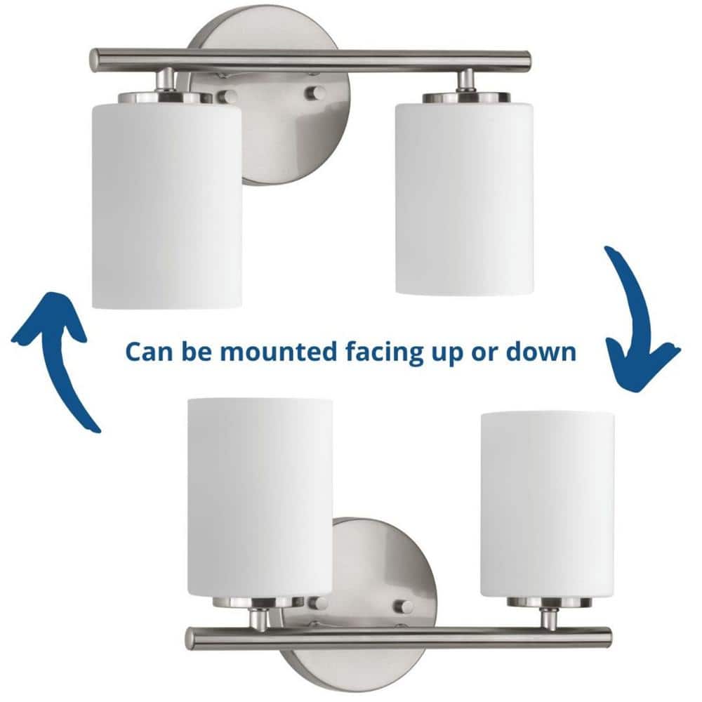 Brushed Nickel 2-Light Bath Vanity with Porcelain Shades