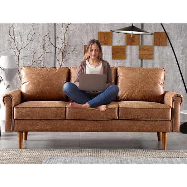 Allwex Magic 73 Rolled Arm Suede Faux Fabric Rectangle Modern