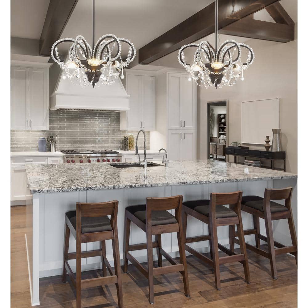 Bronze Crystal LED Adjustable Ceiling Mount Chandelier