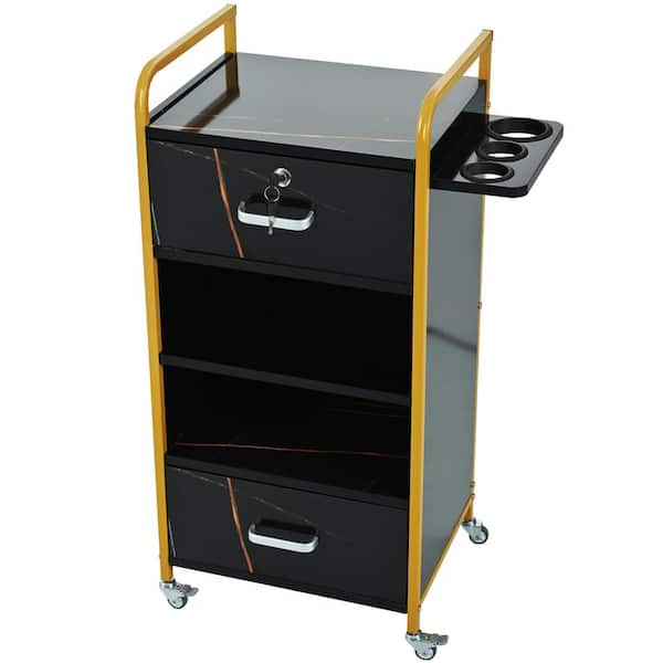 Tatayosi Locking Salon Storage Cabinet,Beauty Barber Salon Styling Station Organizer Equipment,Black