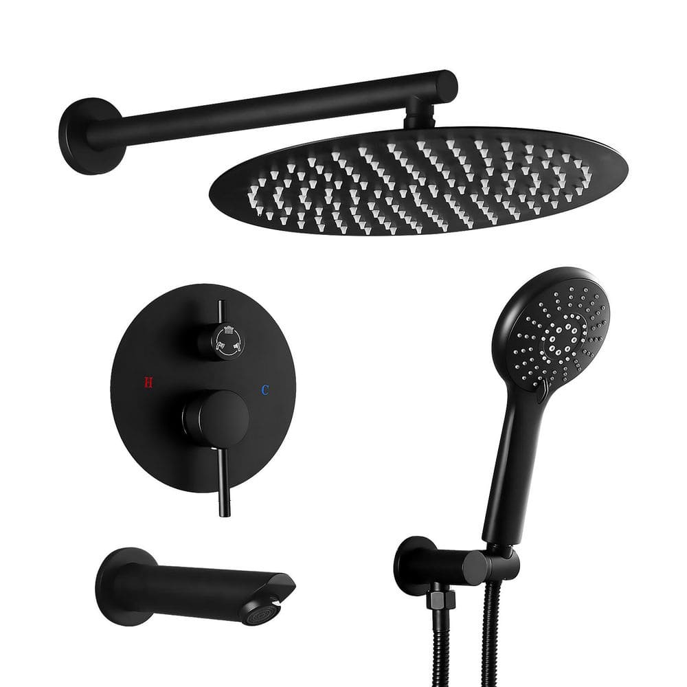 Single-Handle 3-Spray Tub and Shower Faucet with 12 in. Rain Shower Heads 2