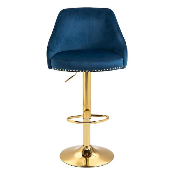 Unbranded 44.9 in. Navy Bar Stools with Back and Footrest Counter Height Dining Chairs