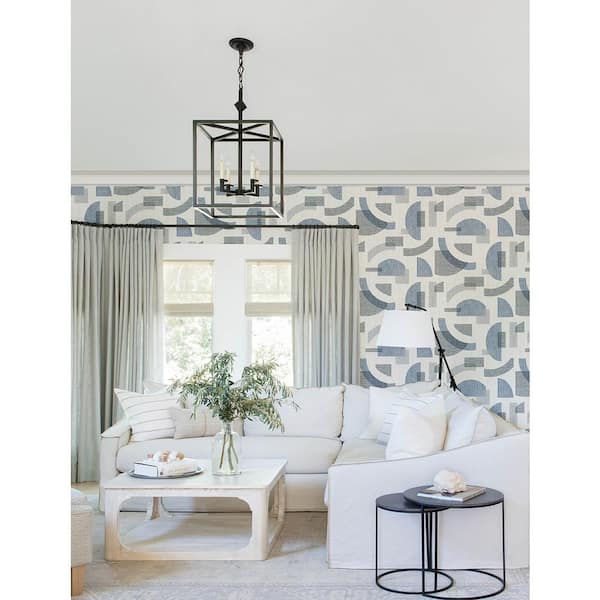 Fulton Blue Shapes Textured Non-pasted Paper Wallpaper