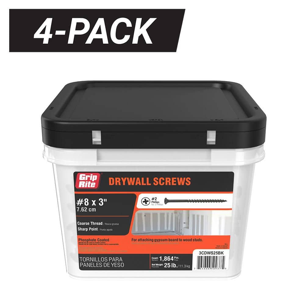 4-Pack #8 x 3 in. Phillips Bugle Head Coarse Thread Sharp Point Drywall Screws (25 lbs. / 7456-Piece) price history on PriceWatchPro