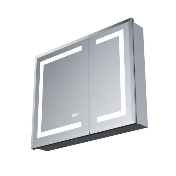 30 in. W x 24 in. H Rectangular Bevel LED Anti-Fog Surface/Recessed Medicine Cabinet with Mirror