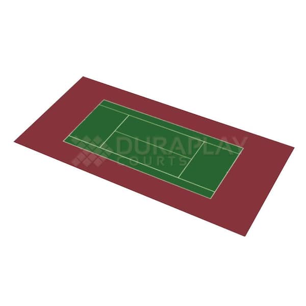 DuraPlay 58 ft. 10 in. x 119 ft. 10 in. Slate Green and Burgundy Full Tennis Court