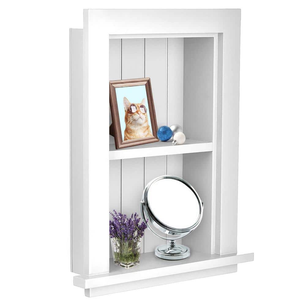 12.75 in. W x 4.75 in. D x 19 in. H Wood Recessed Decorative Bathroom Stora