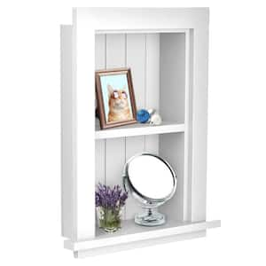 12.75 in. W x 4.75 in. D x 18.11 in. H Wood Recessed Decorative Bathroom Storage Wall Cabinet in White