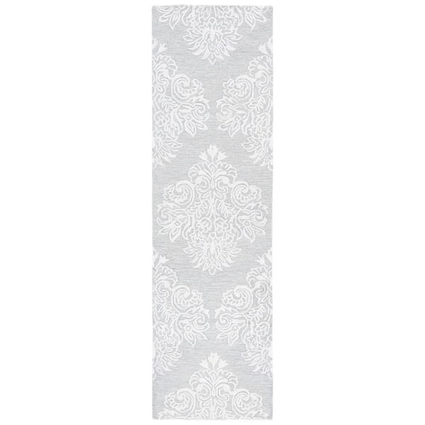 SAFAVIEH Glamour 2 ft. x 8 ft. Light Blue/Ivory Floral Diamond Runner Rug