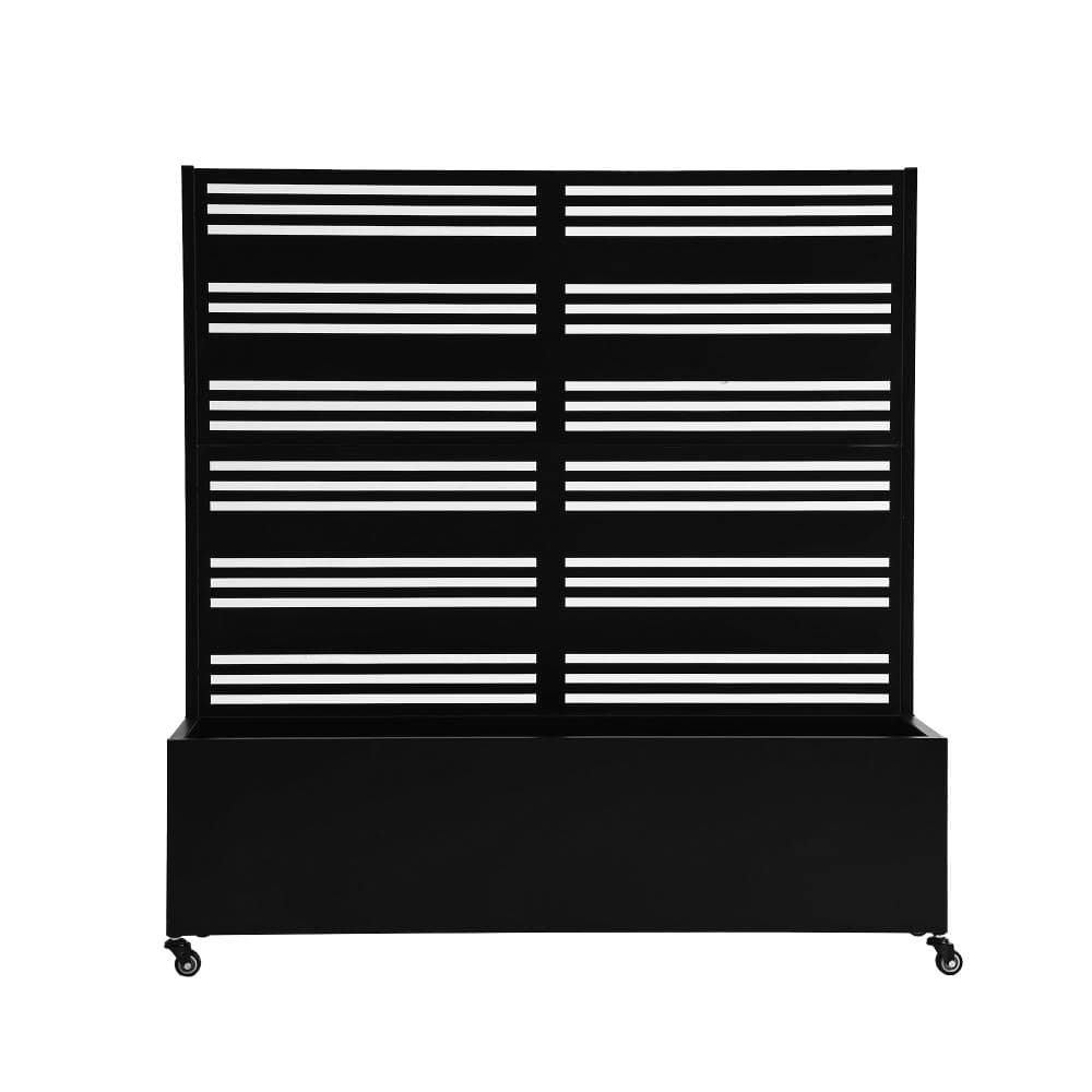 47.2 in. H × 47.2 in. W Black Privacy Metal Garden Fence Screen Panels with Planter Box and Lockable Wheels price history on PriceWatchPro
