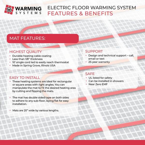 床暖房システム　floor warming system WARMING SYSTEMS 70 sq. ft. Electric Floor Heating Mat Kit 120V