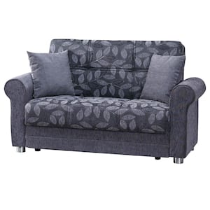 Santiago Collection Convertible 61 in. Grey Chenille 2-Seater Loveseat with Storage