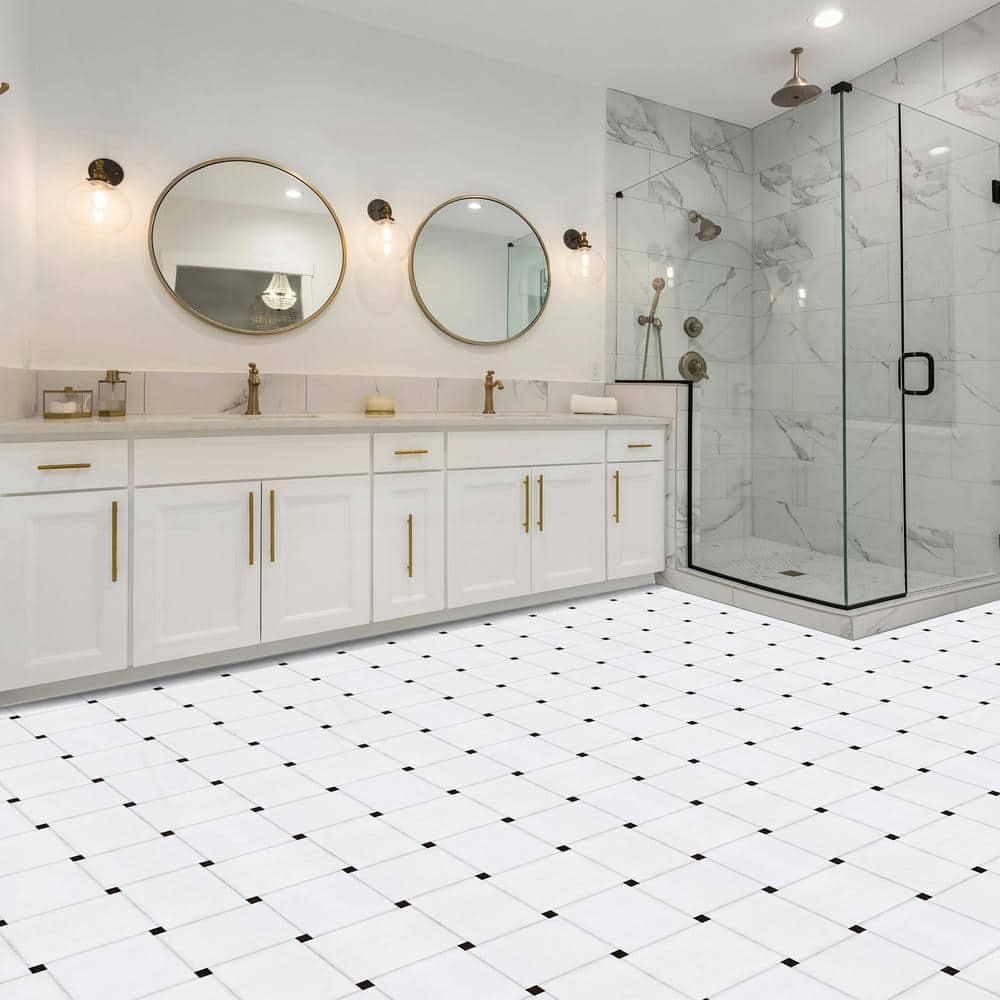 Woven Marble Self-Adhesive 12-Inch Vinyl Floor Tiles