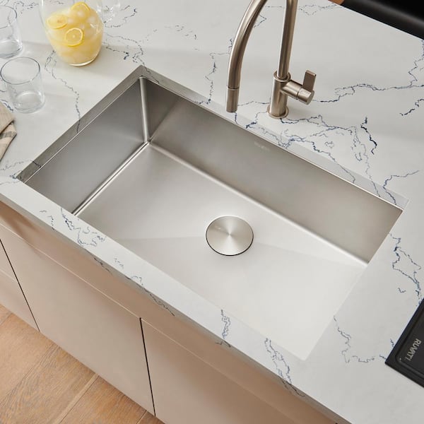 Gravena 33 in. Undermount SIngle Bowl 16-Gauge Stainless Steel Kitchen Sink with Rounded Corners