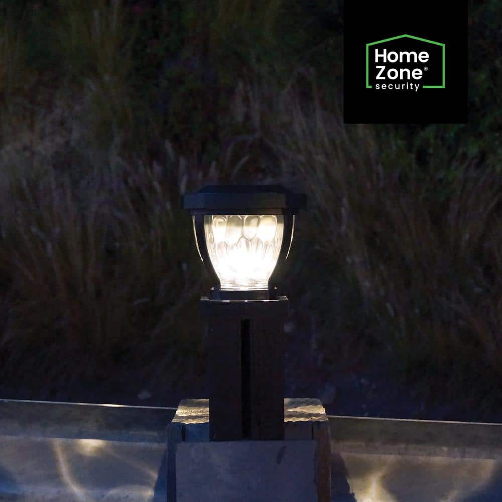 Black Solar LED Post Cap Lights with Rippled Glass, 2-Pack