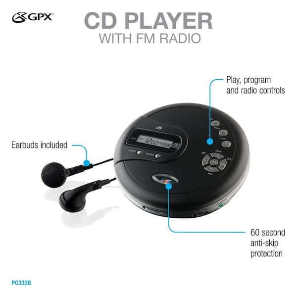 Portable CD Player with FM Radio and 60-Second Anti Skip