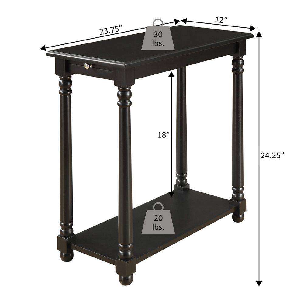 Provence Elegance Black Wooden End Table with Spindle Legs