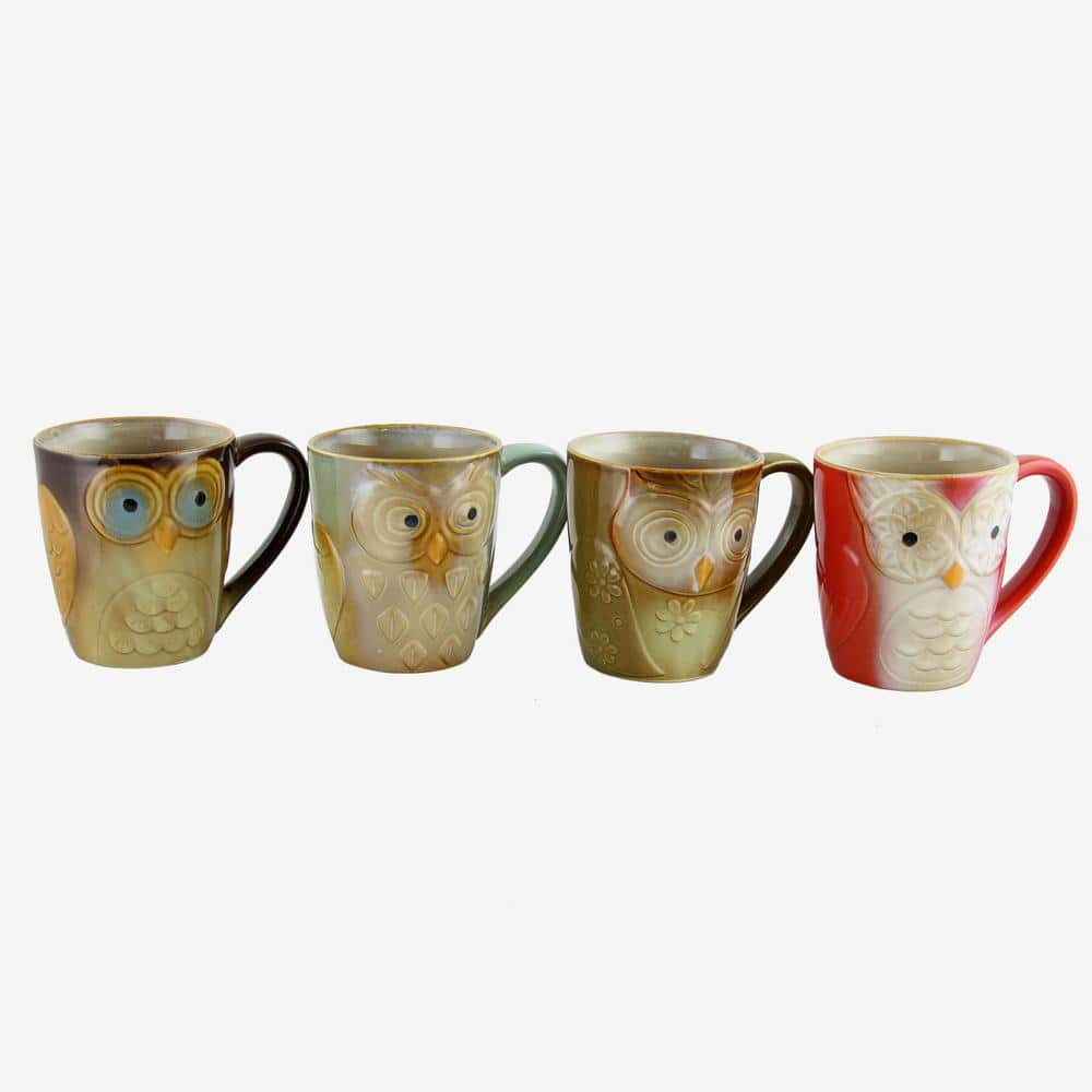 Gibson Owl City 17 oz. Assorted Colors Mugs (Set of 4) 98586644M - The Home  Depot