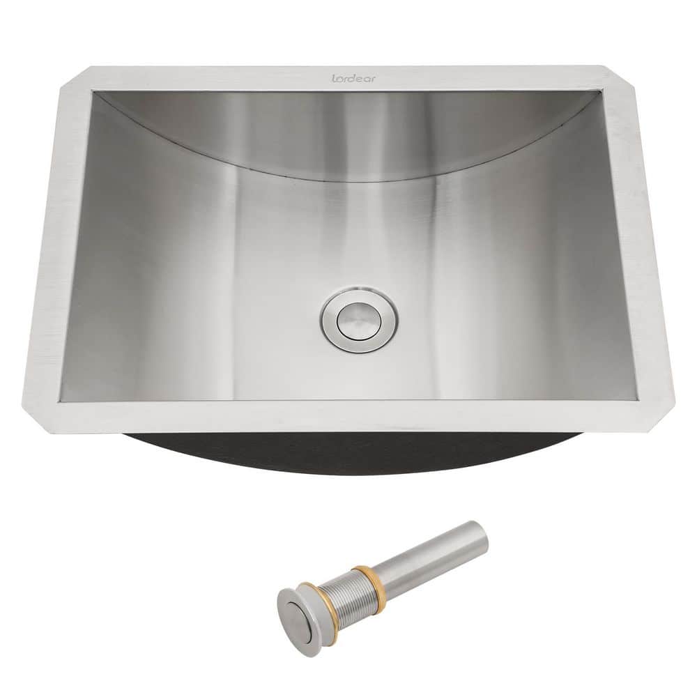 18 in. x 13 in.  Rectangular Undermount Stainless Steel Bathroom Sink in Brushed Nickel with Pop Up Drain price history on PriceWatchPro