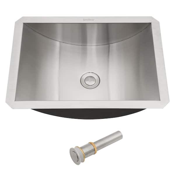 cadeninc 18 in. x 13 in.  Rectangular Undermount Stainless Steel Bathroom Sink in Brushed Nickel with Pop Up Drain