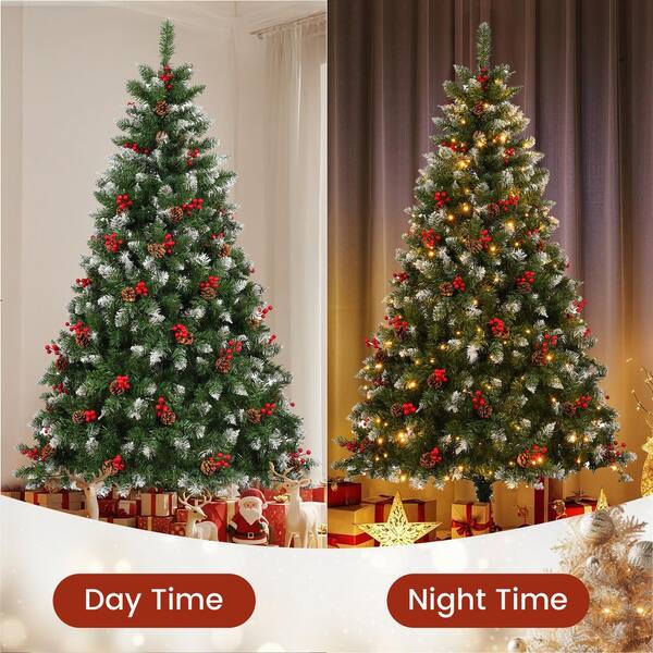 JEAREY 7.5 ft. Green Pre-Lit Artificial Christmas Tree with 400