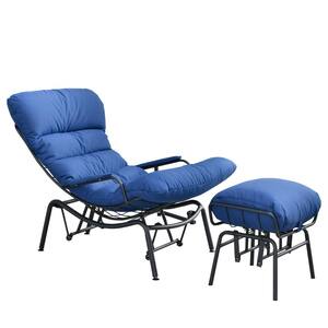 HOOOWOOO Mono Metal Patio Lounge Outdoor Rocking Chair With An Ottoman ...