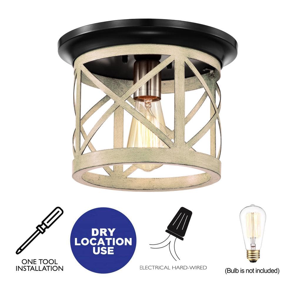 Bronze and Briarwood Farmhouse Drum Flush Mount Ceiling Light