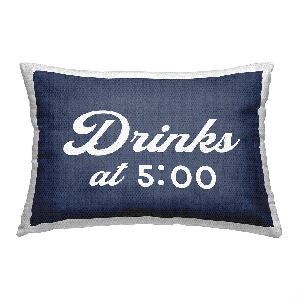 Drinks at 5 Phrase Blue Rectangular Outdoor Throw Pillow price history on PriceWatchPro