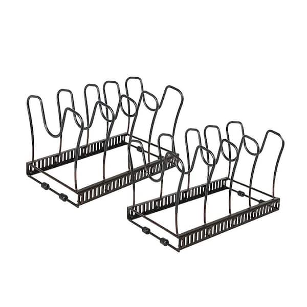 Bronze Pot and Pan Organizer Rack for Cabinet Drawer Organizer with 10 Adjustable Compartments Expandable Holder