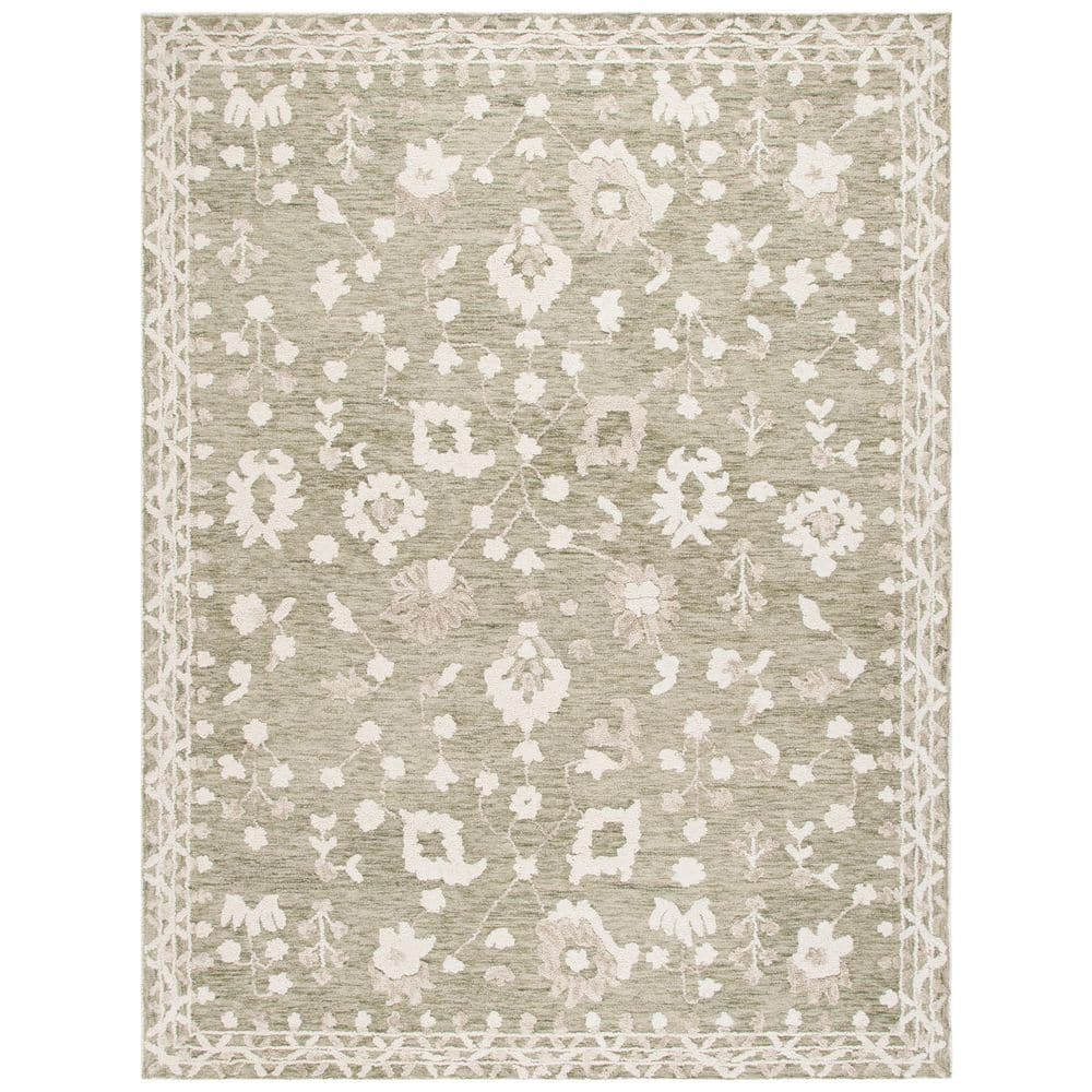 Marquee 8 ft. x 10 ft. Green/Ivory Floral Border Area Rug price history on PriceWatchPro