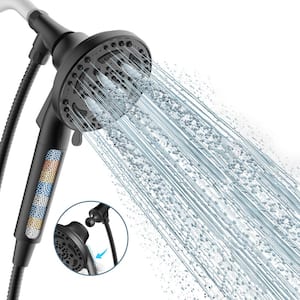 7-Spray Pattern 4.92 in. Wall Mount Handheld Shower Heads 1.8 GPM with Filter, Removable Shower hose in Matte Black