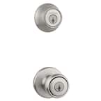 Tylo Satin Nickel Door Knob Combo Pack Featuring SmartKey Security with Microban Antimicrobial Technology