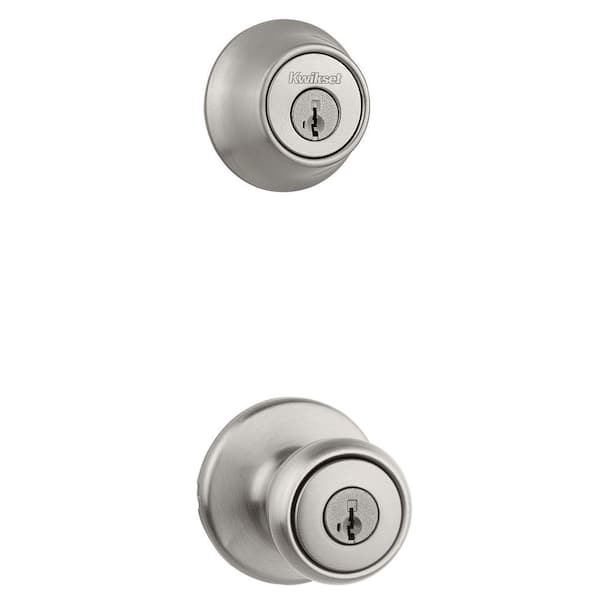 Kwikset Tylo Satin Nickel Door Knob Combo Pack Featuring SmartKey Security with Microban Antimicrobial Technology