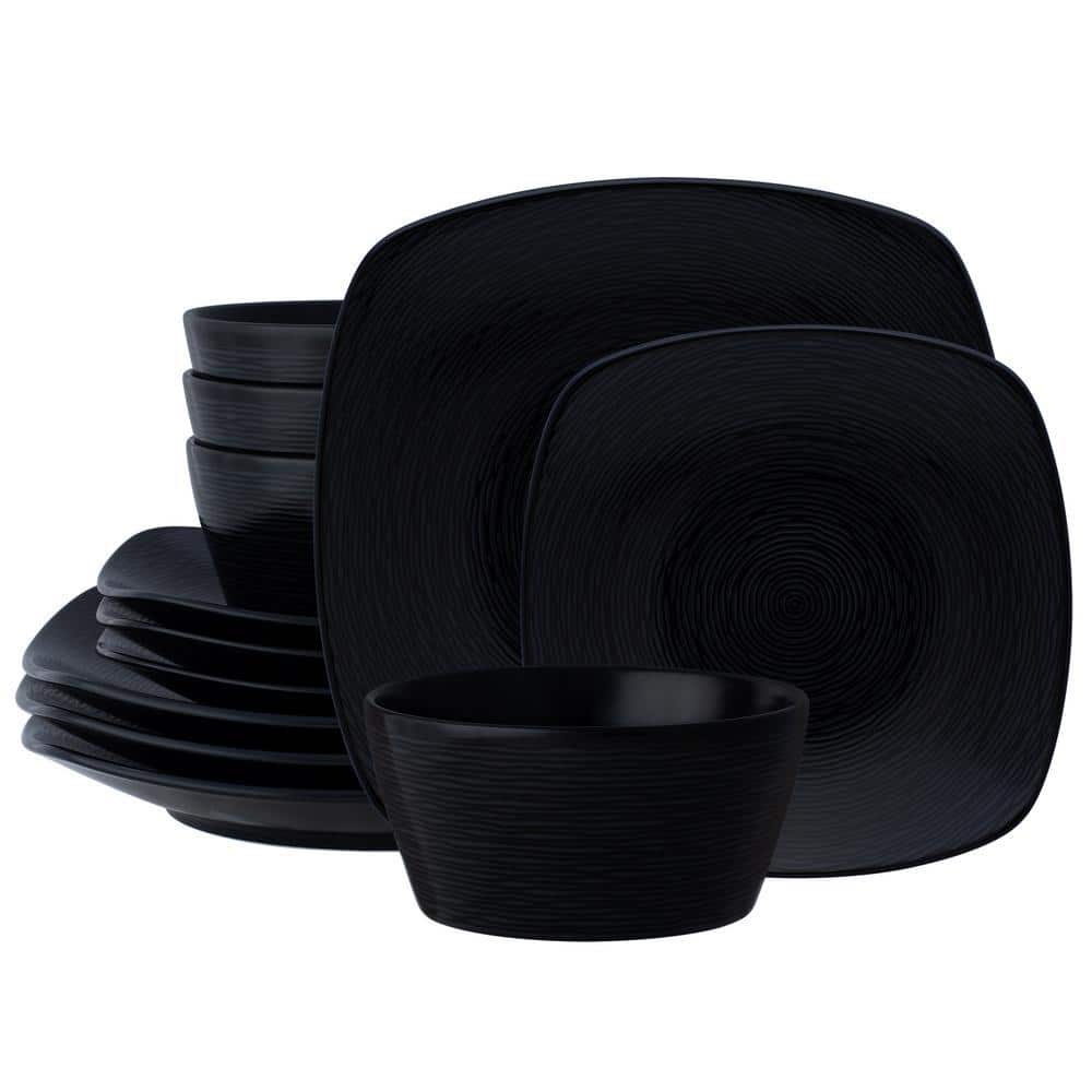 Noritake Colorscapes Black-on-Black Swirl 12-Piece (Black